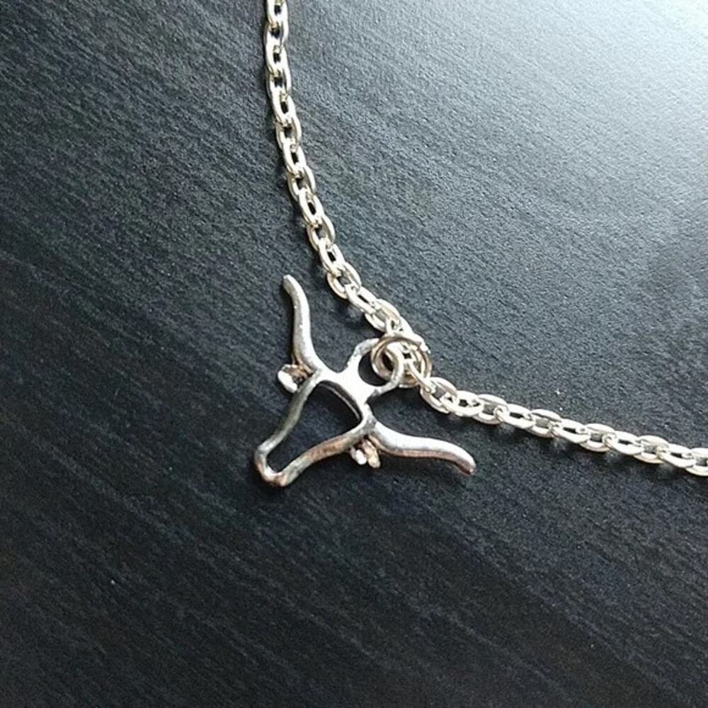 Anklet, Longhorn Bull 9" silver chain new old stock fashion jewelry